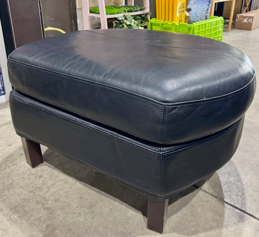 Black Leather Ottoman