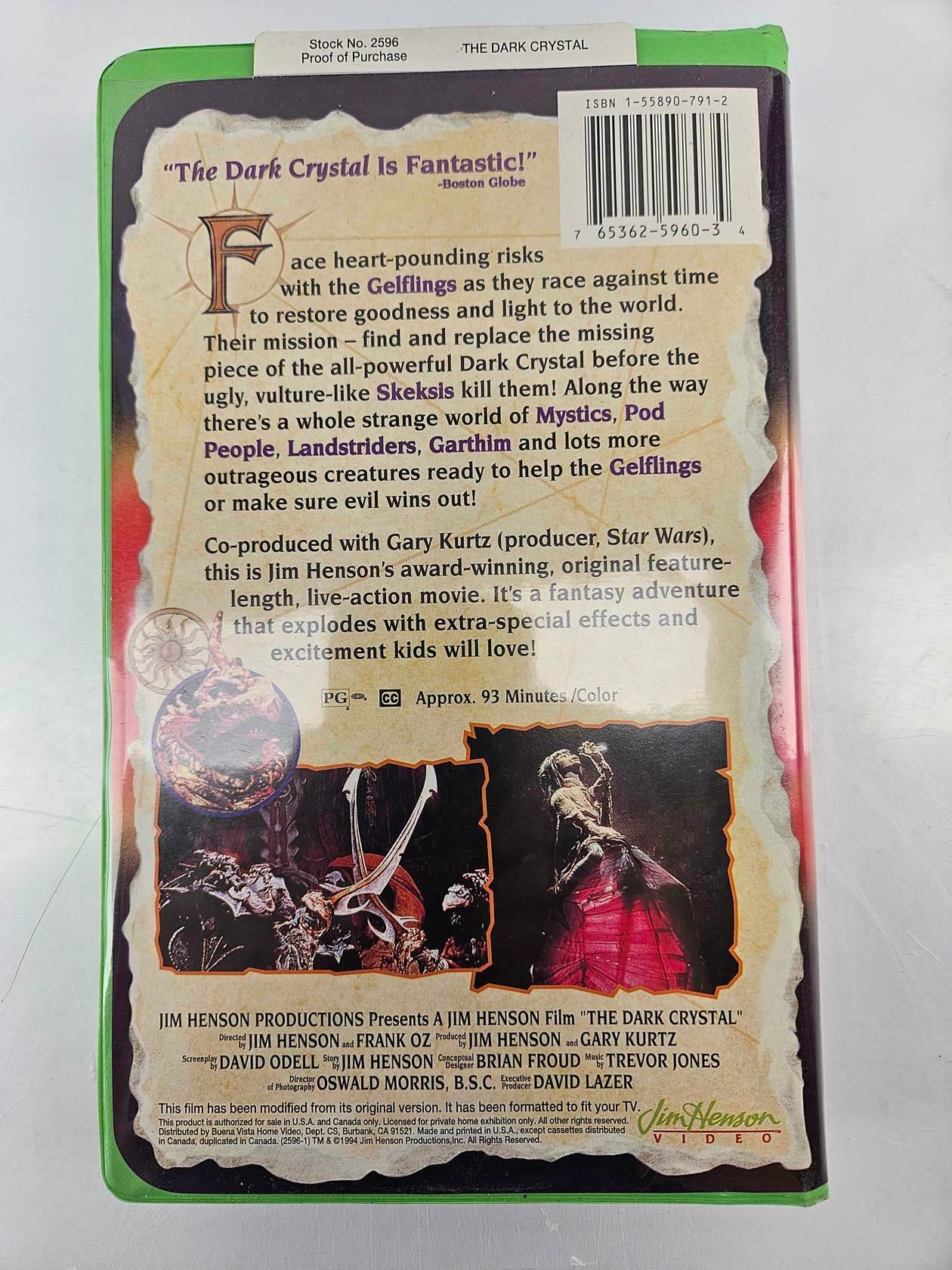 Vintage Dark Crystal VHS 1994 - Jim Henson's Classic Fantasy Film