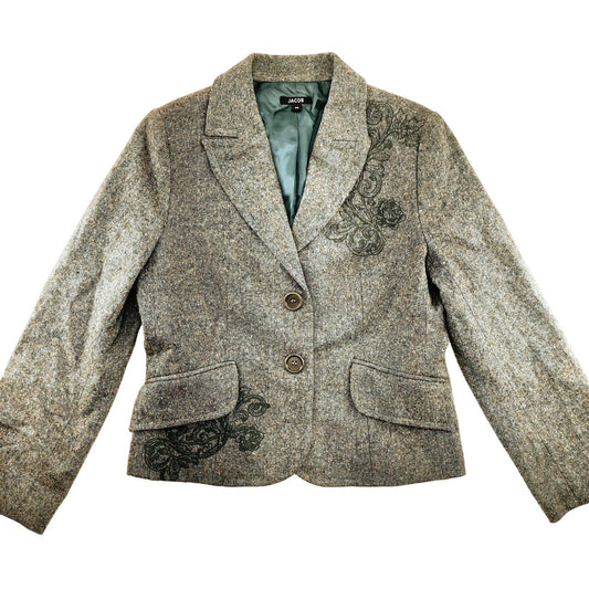 Jacob Y2K Blue Tweed Blazer Paisley Design