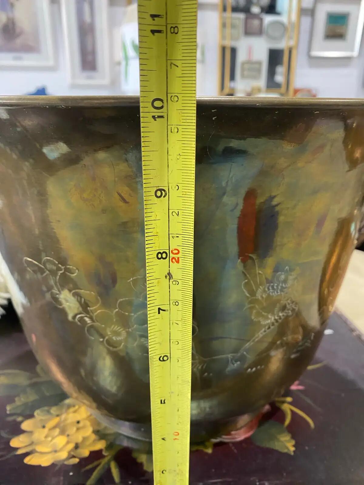 Brass Engraved Floral Planter