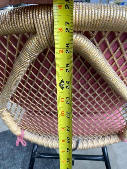 Wicker Chair with Pink Cushions