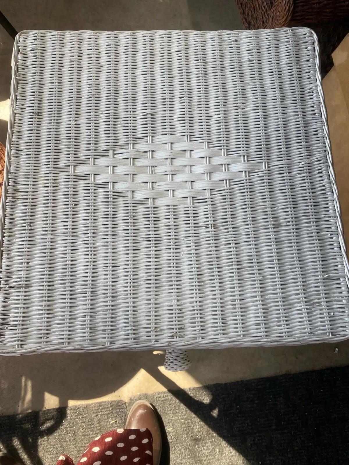 White Wicker Side Table