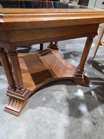 Glass Top Wooden Table