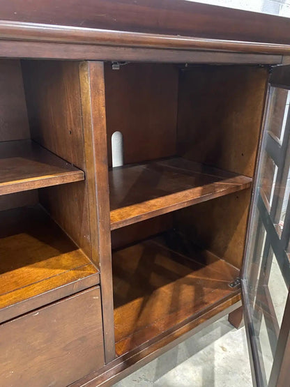 Large Brown TV Sideboard with Glass Doors