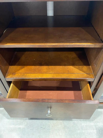 Large Brown TV Sideboard with Glass Doors