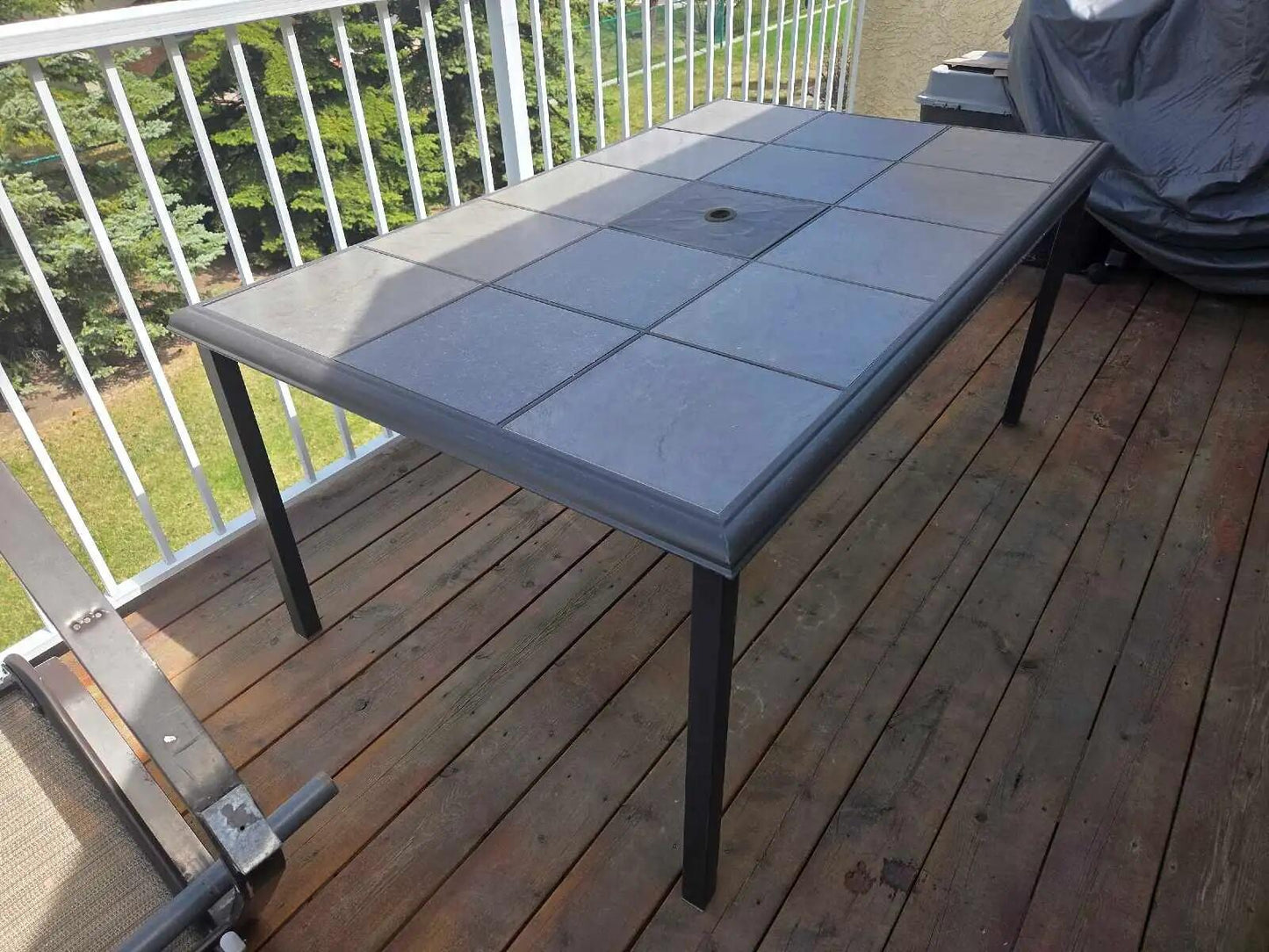 Rectangular Steel Outdoor Patio Dining Table w/ Ceramic Tiles