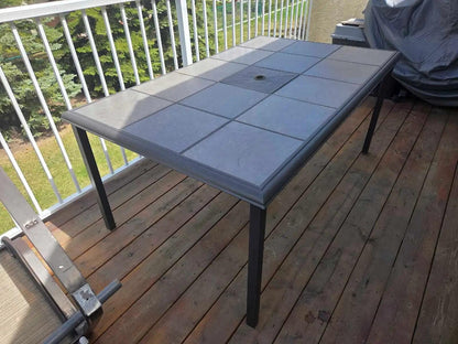 Rectangular Steel Outdoor Patio Dining Table w/ Ceramic Tiles