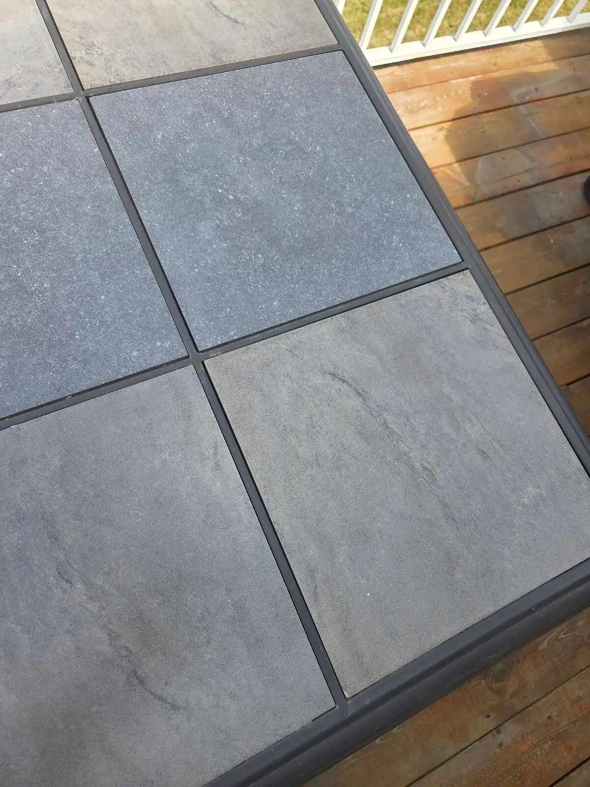 Rectangular Steel Outdoor Patio Dining Table w/ Ceramic Tiles