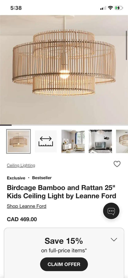 Large Rattan Chandelier