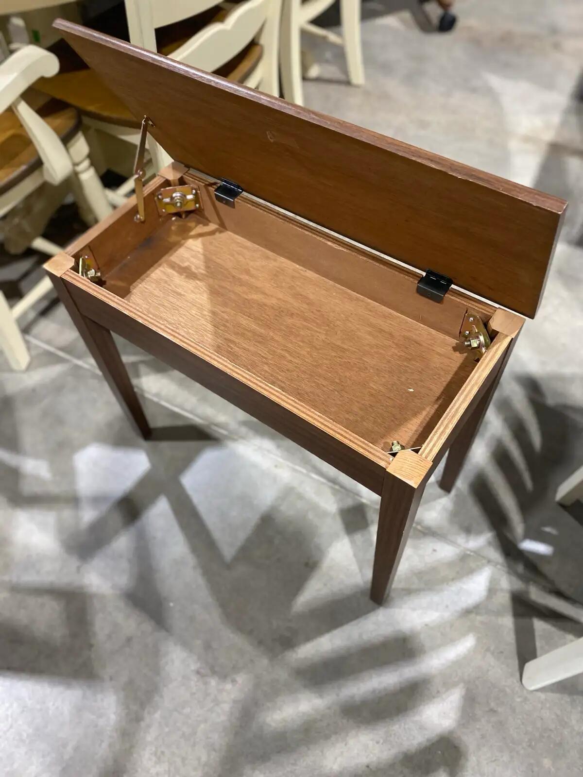 Vintage Wood Piano Bench with Storage