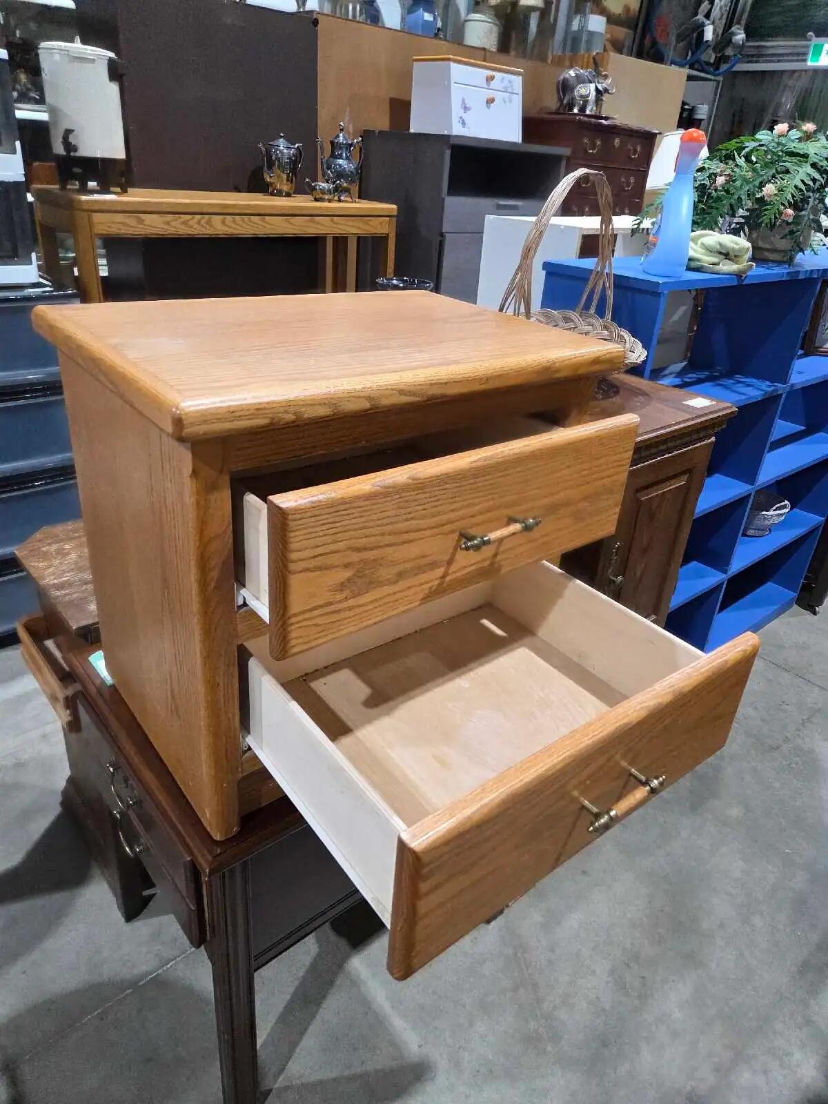 Wooden 2-Drawer Nightstand