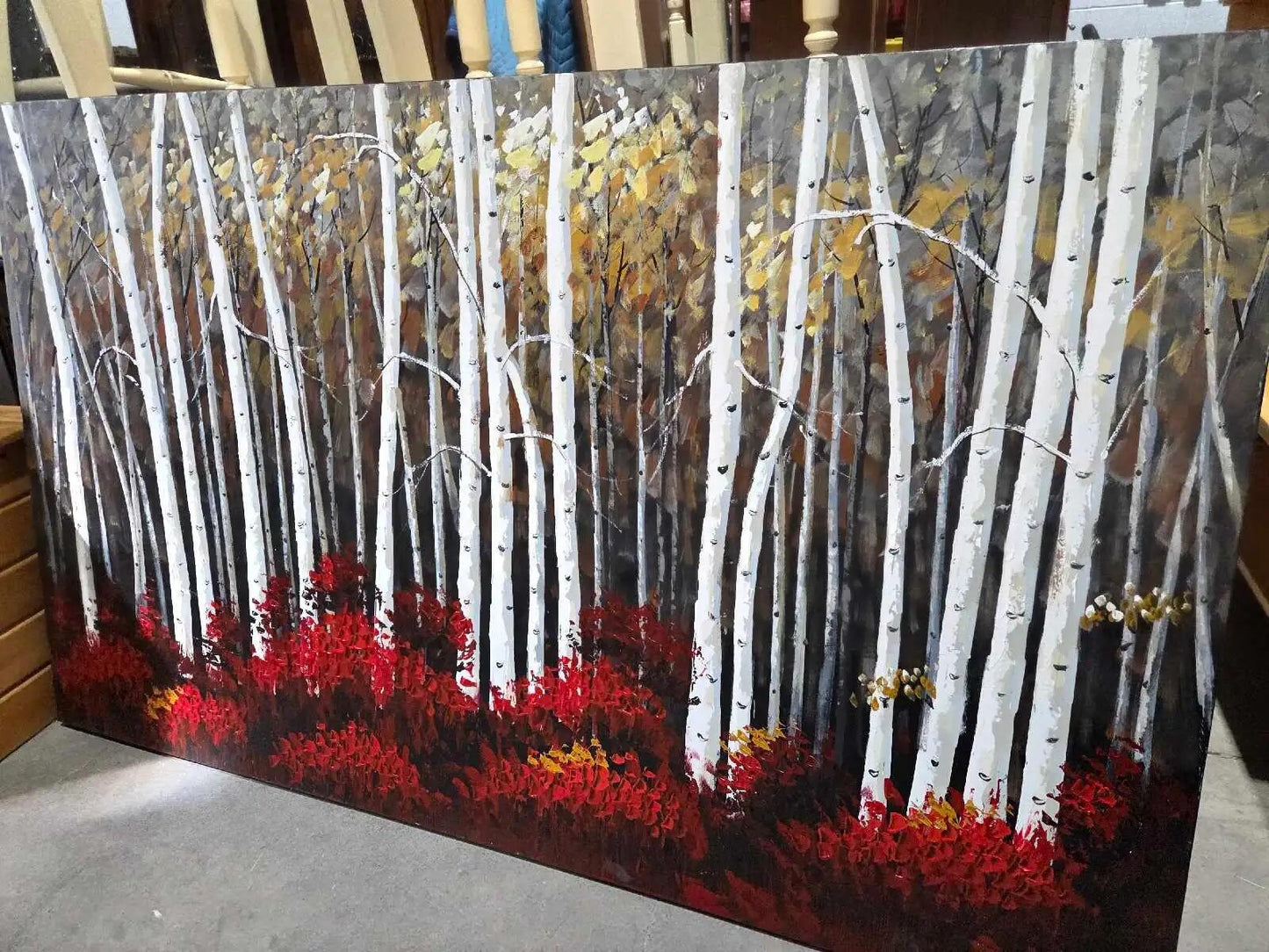 Large Aspen Trees Canvas Painting
