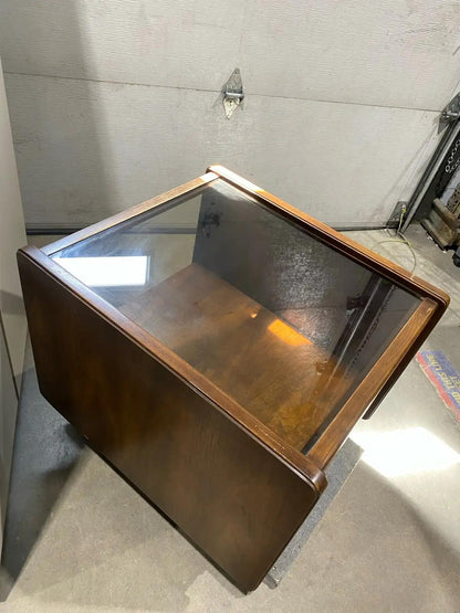 Set of two Glass Top 70’s Side Tables with drawers