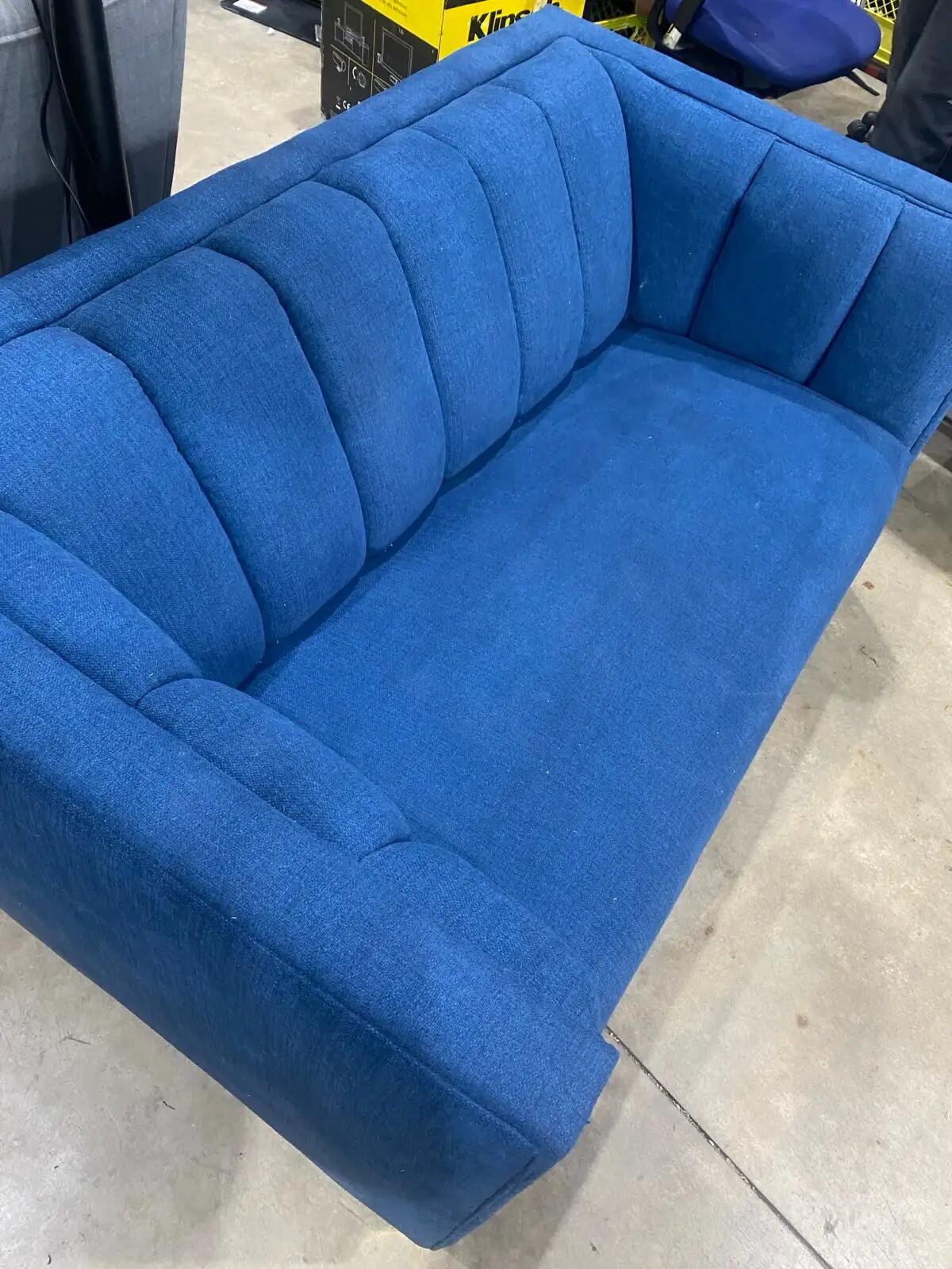 Blue Modern Fabric Sofa with Gold Legs
