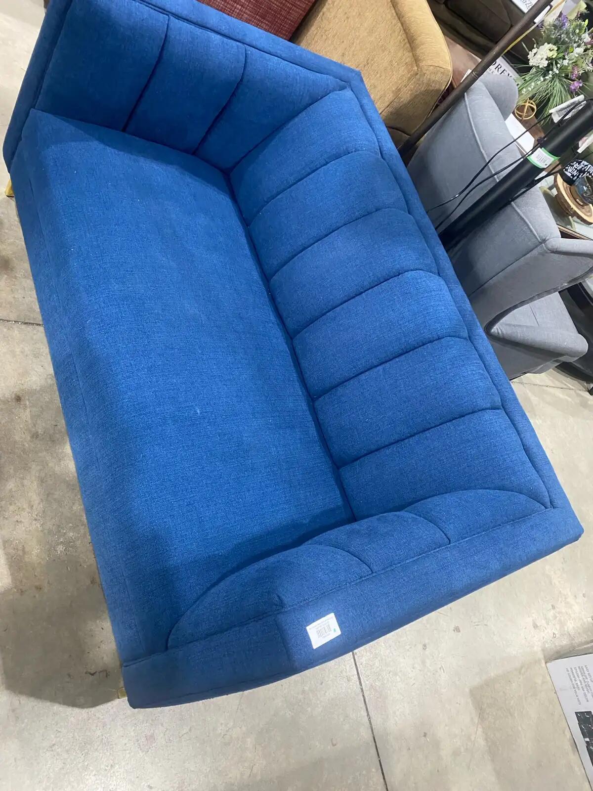 Blue Modern Fabric Sofa with Gold Legs