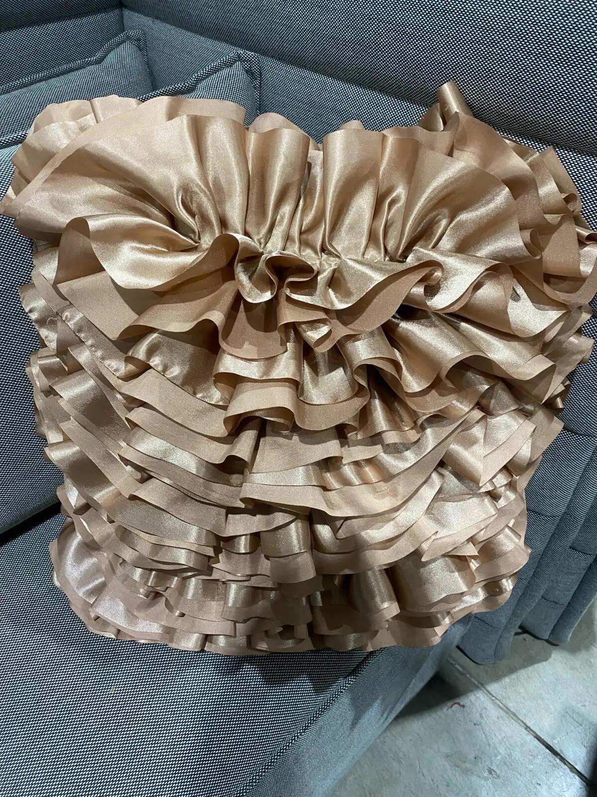 Set of 2 Ruffled Satin Decorative Pillows