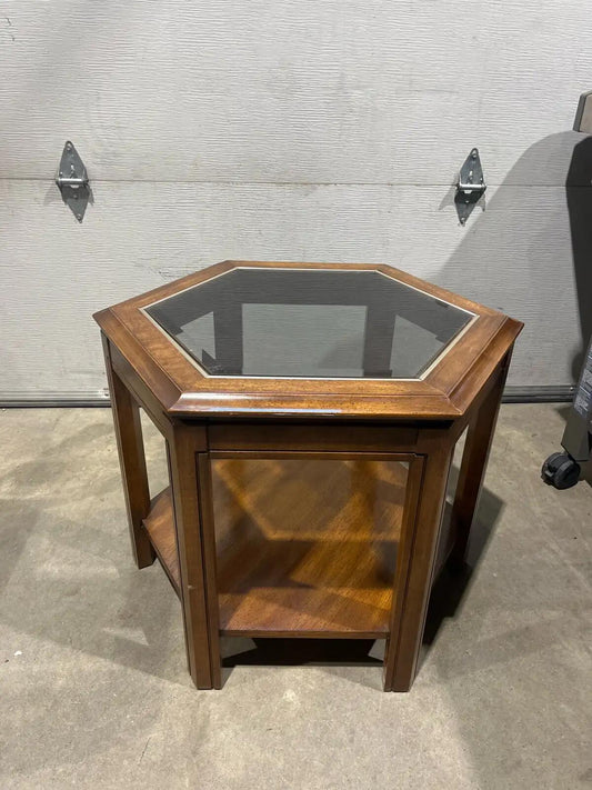 Vintage Hexagonal Wooden End Table