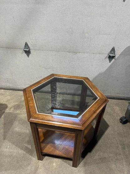 Vintage Hexagonal Wooden End Table