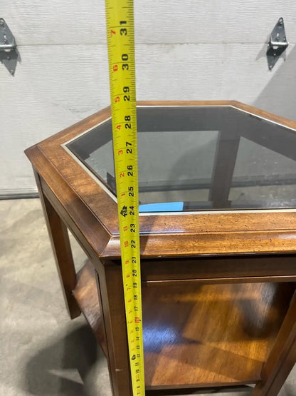 Vintage Hexagonal Wooden End Table