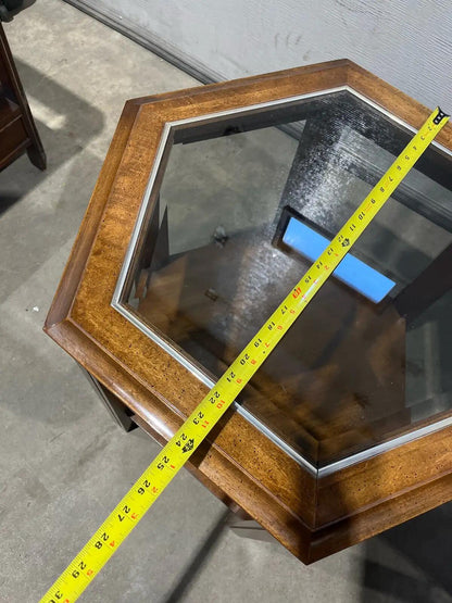 Vintage Hexagonal Wooden End Table