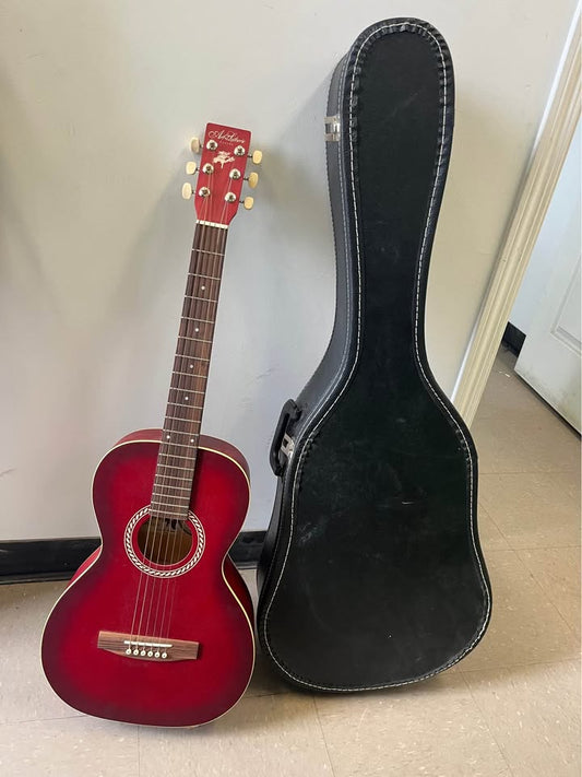 Art & Lutherie Ami Red Acoustic Guitar with Case – Excellent Condition