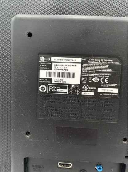 LG 27EA53 27” LED Monitor – Tested, Good Condition