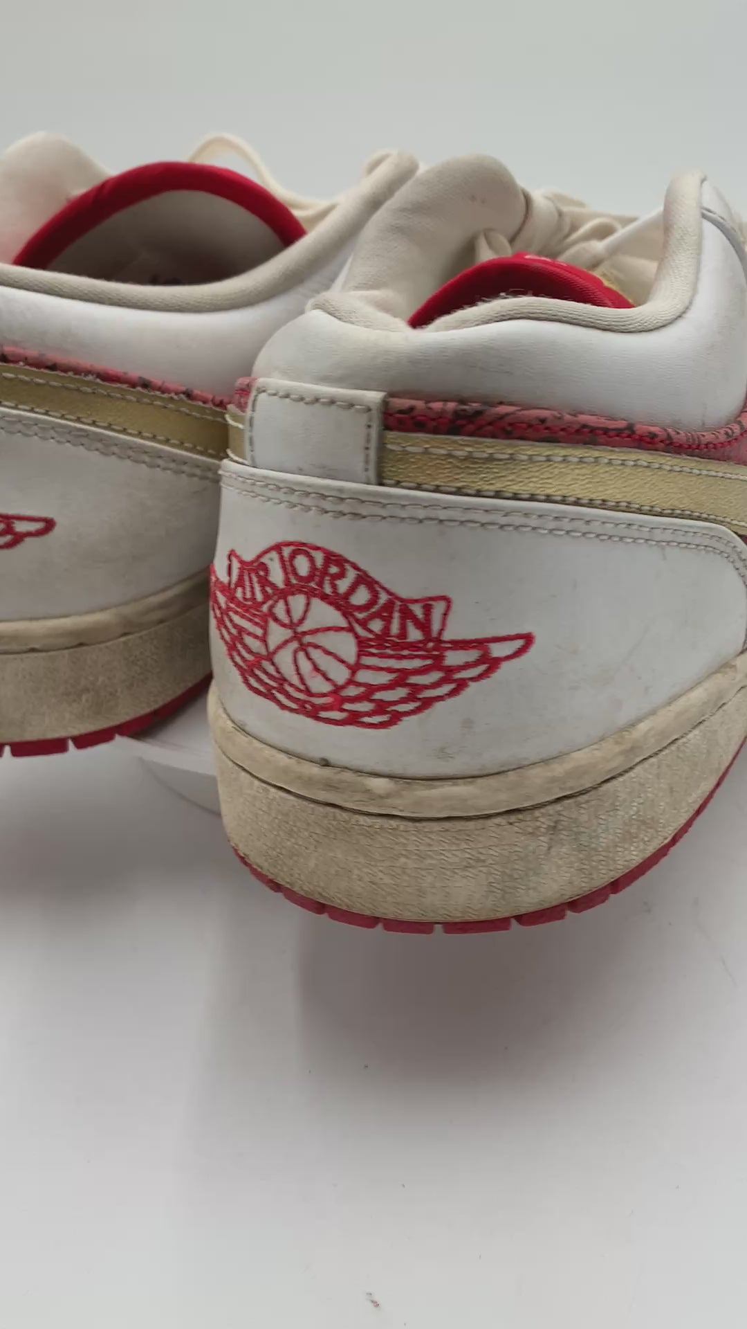 Jordan 1 SE Low Spades Red Paisley and White Sneakers, US 11 / EU 45