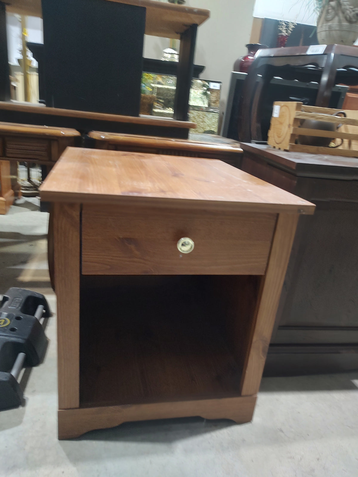 Solid Wood Nightstand with Drawer & Open Shelf