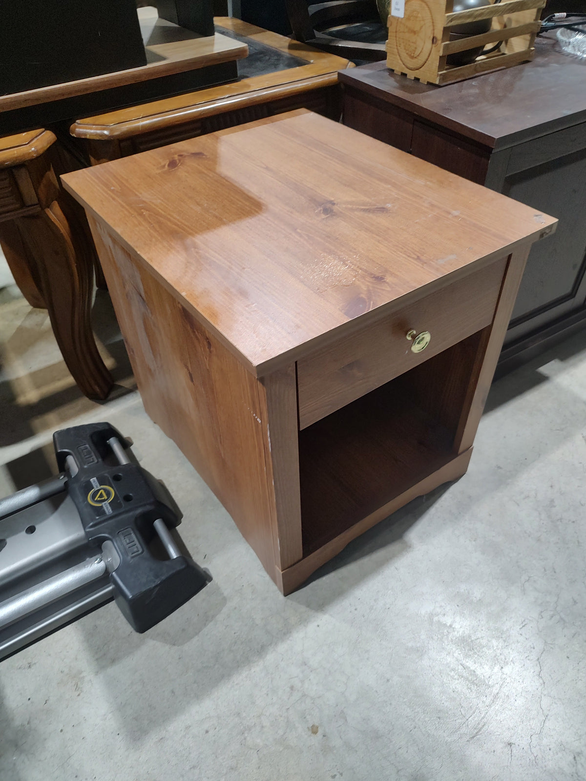 Solid Wood Nightstand with Drawer & Open Shelf