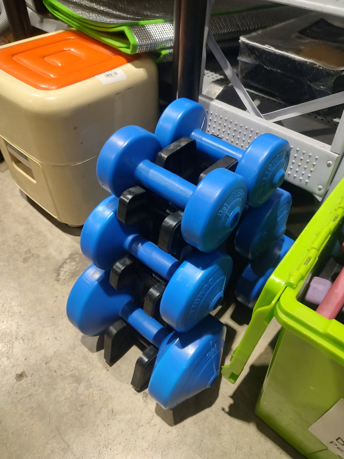 Blue Dumbbell Set with Storage Rack – 3 Pairs