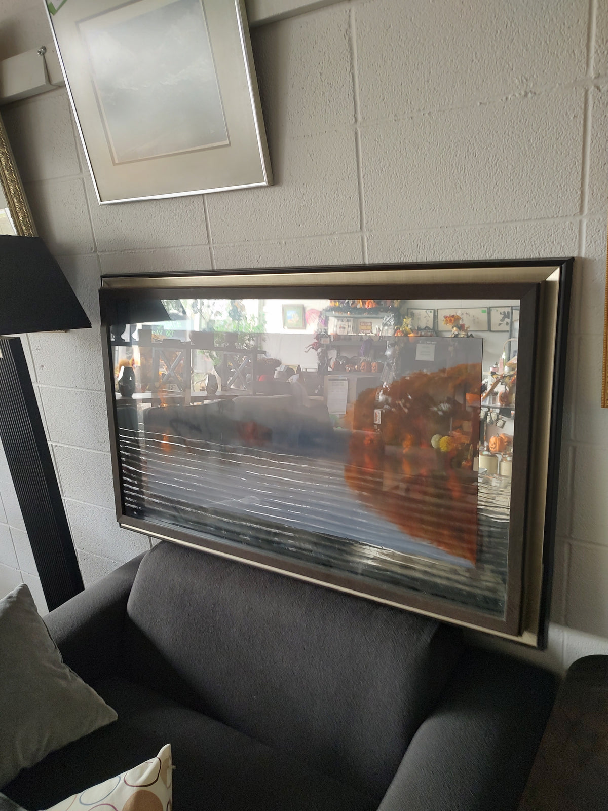 Framed Autumn Lake Landscape Mirror Art