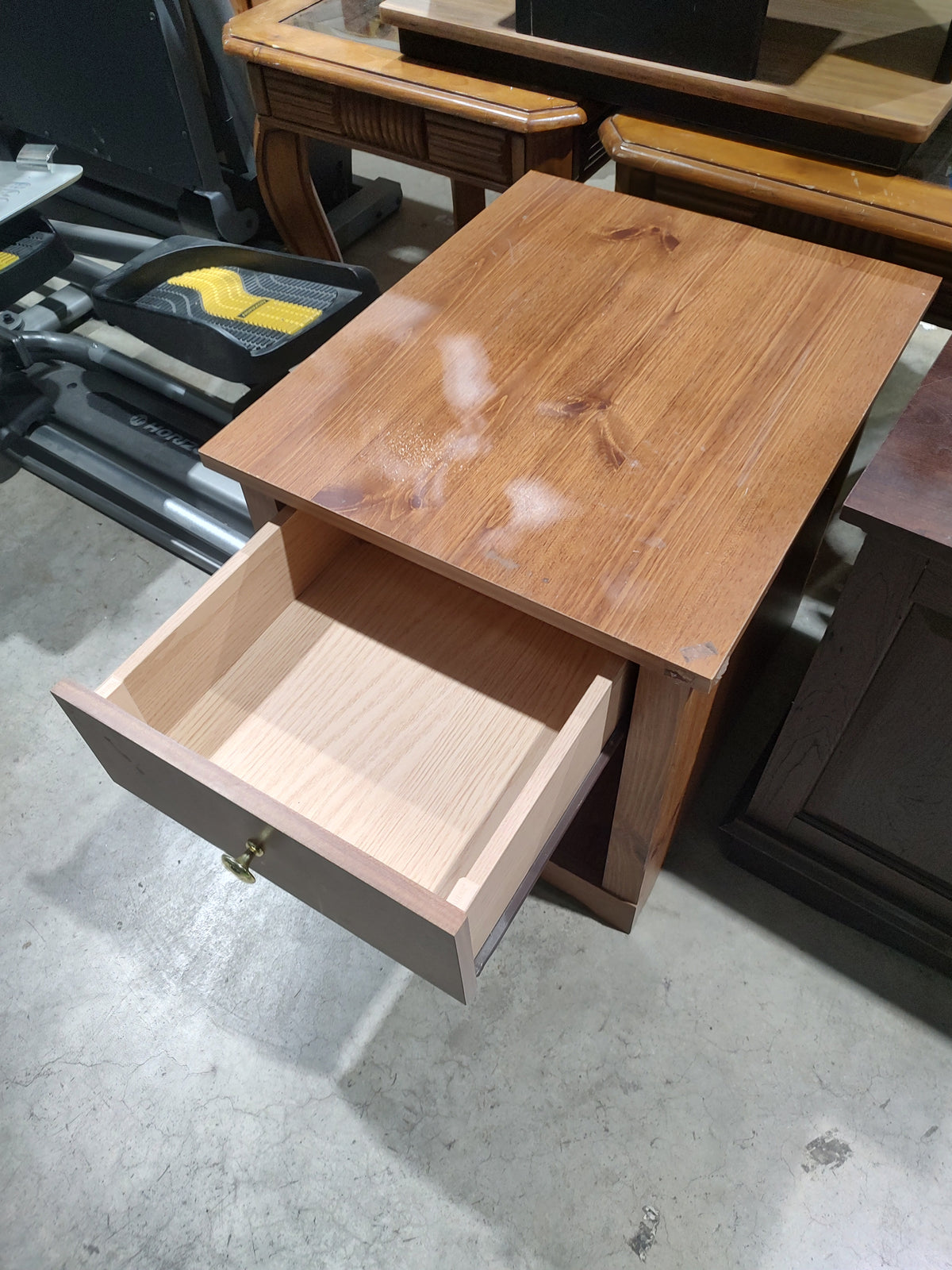 Solid Wood Nightstand with Drawer & Open Shelf